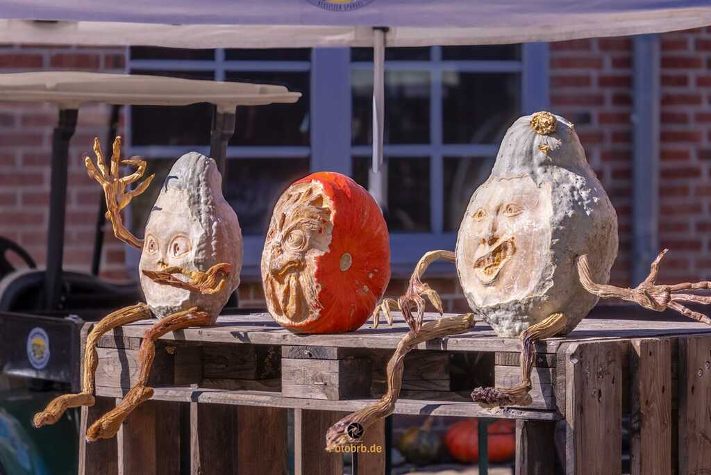 Kürbisschnitzer Daniel Brehmer fertigte schaurig schöne Schnitzkürbisse an.