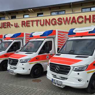 Die moderne Rettungswagenflotte © Stadt Brandenburg an der Havel / Th. Messerschmidt