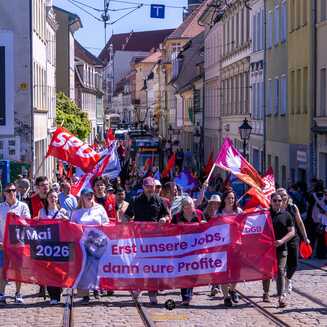 DGB-Umzug in Brandenburg an der Havel mit dem Motto „Unsere Jobs schützen“