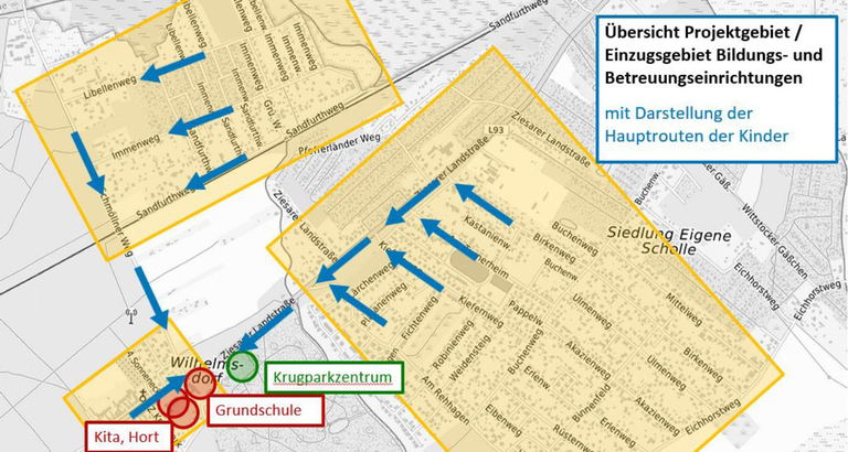 Übersicht über das Haupteinzugsgebiet der Bildungseirichtungen. © Stadt Brandenburg an der Havel / TU Berlin