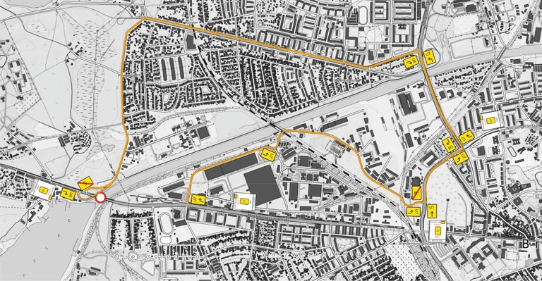 Die Umleitung zur Sperrung der Quenzbrücke © Stadt Brandenburg an der Havel