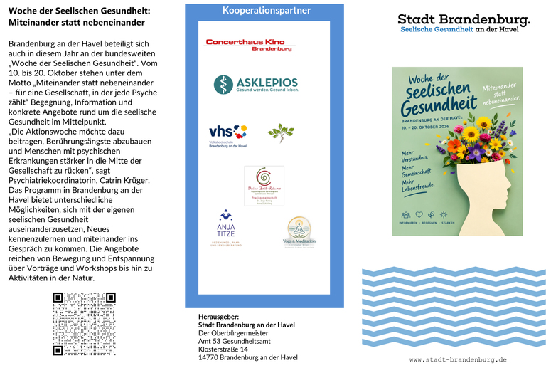 Flyer Woche der seelischen Gesundheit 2026 Grafik: Stadt Brandenburg