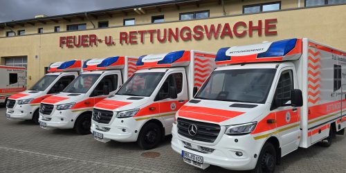 Die moderne Rettungswagenflotte © Stadt Brandenburg an der Havel / Th. Messerschmidt