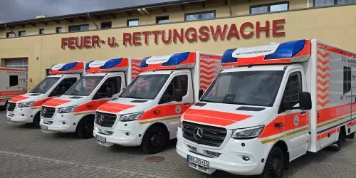 Die moderne Rettungswagenflotte © Stadt Brandenburg an der Havel / Th. Messerschmidt